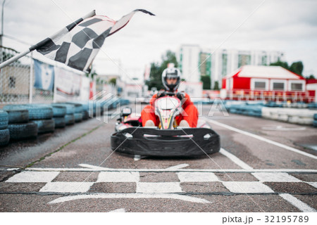 Carting racer on start line, front view 32195789