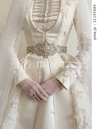 National costume of Caucasian bride. National costume of Caucasian bride. 32195884