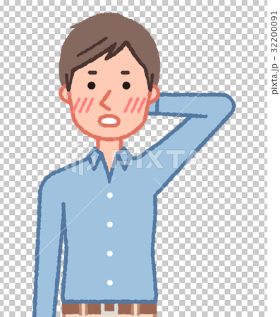 赤面する男性 32200091