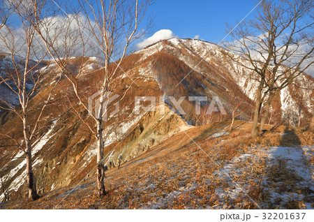 冬の社山南尾根から見た社山と中禅寺湖南岸の尾根 32201637