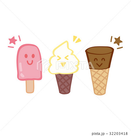 アイスキャンディーちゃんソフトクリームさんコーンアイスくん 32203418
