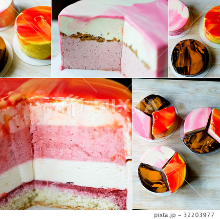 here three such wonderful sets mousse cakes 32203977