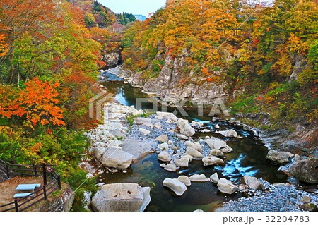 磊々峡の紅葉の写真素材 3247