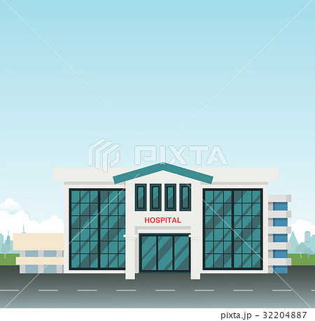 Modern Hospital on main street at city Modern Hospital on main street at city 32204887