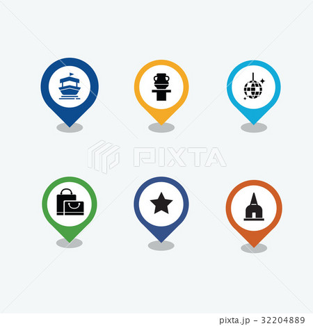 Pin with icons set of travel vector Pin with icons set of travel vector 32204889