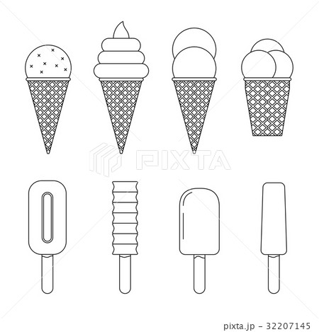 Ice cream line icons 32207145