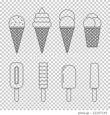 Ice cream line icons 32207145