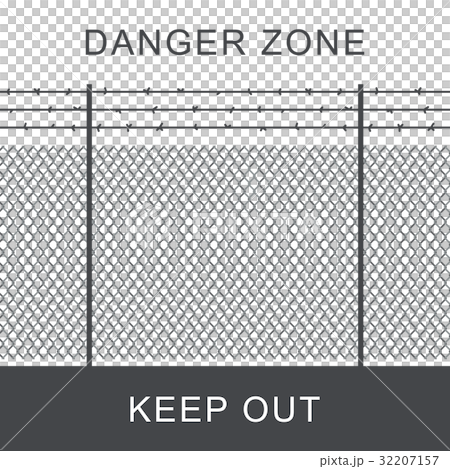 Danger zone with fence. 32207157