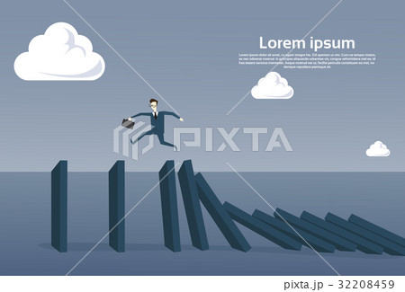 Business Man Running On Chart Bar Falling Economic Business Man Running On Chart Bar Falling Economic 32208459