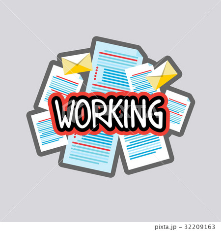 Working Sticker Social Media Network Message Working Sticker Social Media Network Message 32209163