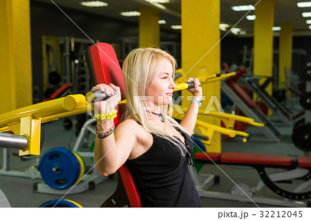 fitness, sport, powerlifting and people concept - 32212045
