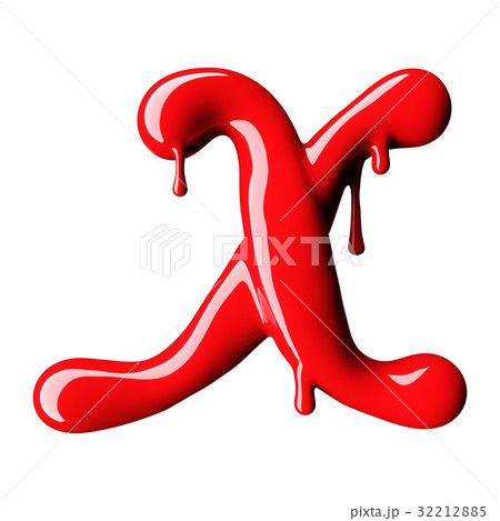 Glossy red letter X uppercase. 3D rendering 32212885