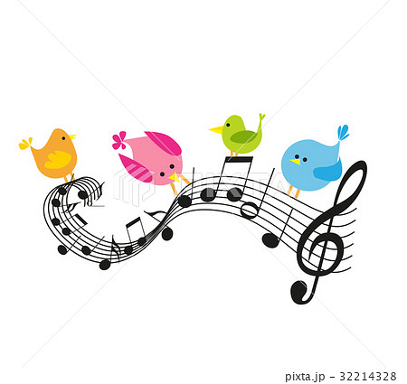Musical notes with birds 32214328