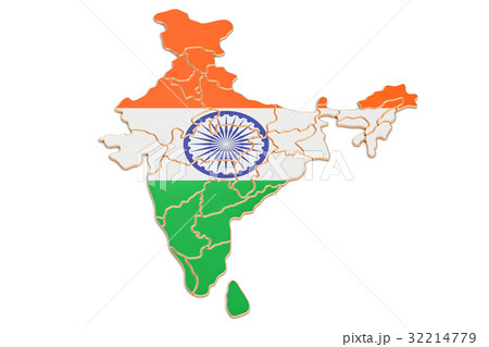 India map closeup, 3D rendering 32214779