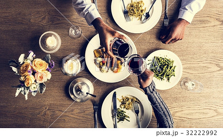 Couple Having Dinner Date at Restaurant 32222992