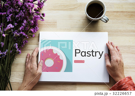 Illustration of sweet dessert donut pastry on banner 32226657