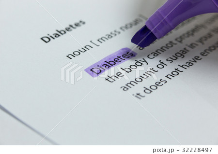 The word diabetes highlighted in violet with felt tip pen The word diabetes highlighted in violet with felt tip pen 32228497