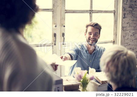 Colleagues Exchanging Opinion Ideas Working 32229021