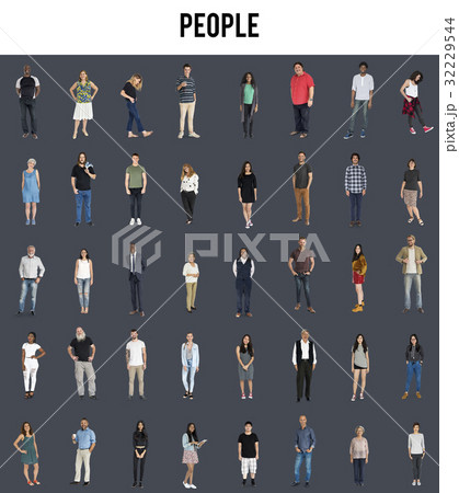 Various of diversity people full body standing with smiling on background 32229544