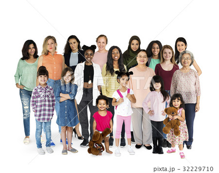 Various of diversity women generation group standing with smiling on background 32229710