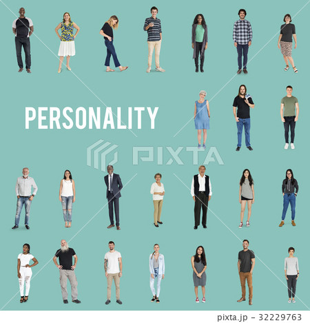Various of diversity people full body standing with smiling on background 32229763