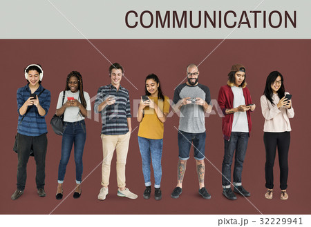 Diverse of People Using Phone Devices Communication Studio Isolated 32229941