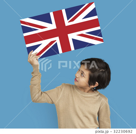 Boy Hands Hold England UK Flag Patriotism 32230692