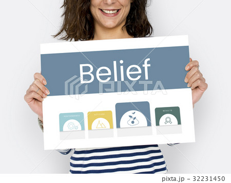 Woman holding network graphic overlay billboard 32231450