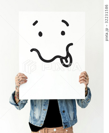 Illustration of drunk unconscious face on banner 32231586