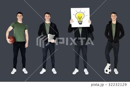 Young Adult Man Sport Player Studio Portrait Isolated 32232129