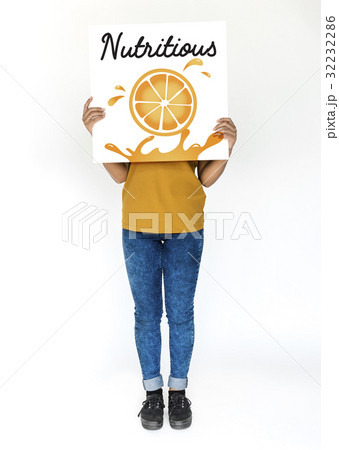 Illustration of nutritious juicy orange on banner Illustration of nutritious juicy orange on banner 32232286