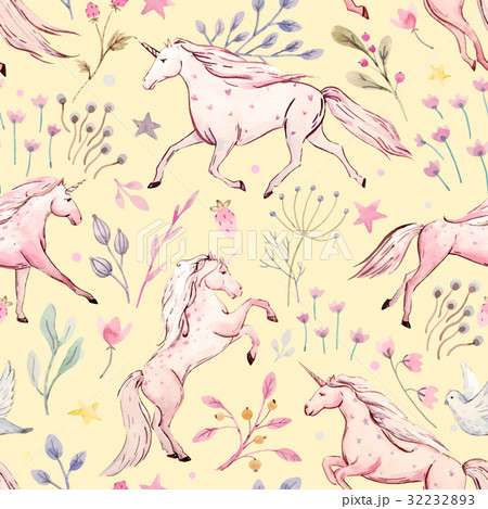 Watercolor unicorn vector pattern Watercolor unicorn vector pattern 32232893