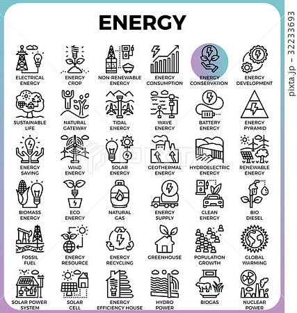Energy line icons Energy line icons 32233693