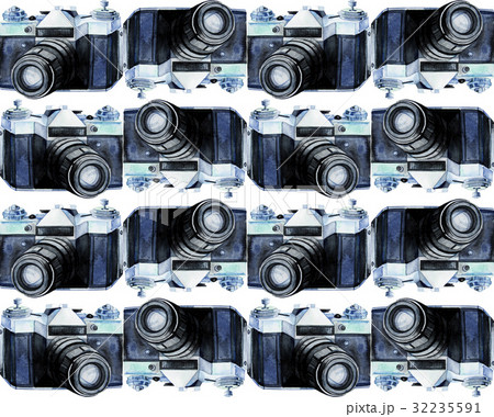 Watercolor vintage camera pattern Watercolor vintage camera pattern 32235591