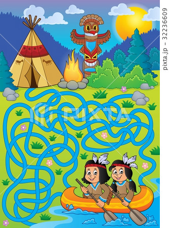 Maze 26 with Native Americans in boat 32236609