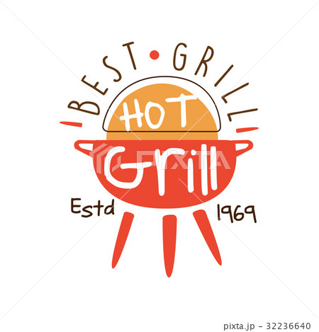 Best hot grill estd 1969 logo template hand drawn 32236640