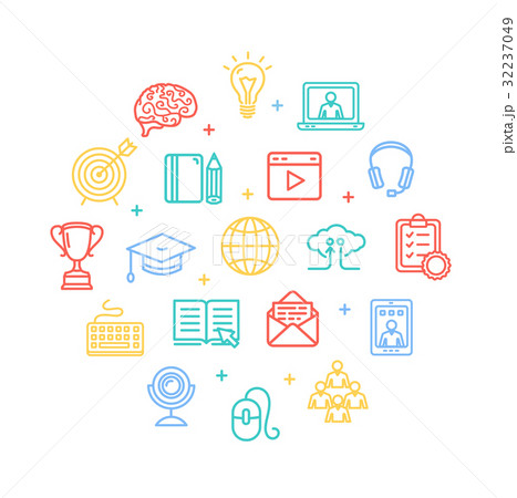 Symbol of Education Online Color Round Design Symbol of Education Online Color Round Design 32237049