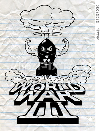 Cartoon atomic bomb and atomic mushroom cloud 32237050