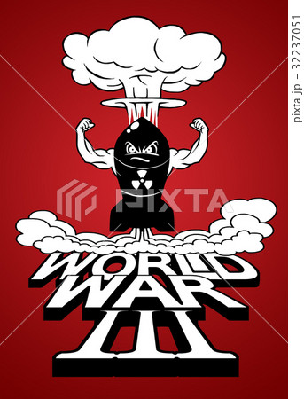Cartoon atomic bomb and atomic mushroom cloud Cartoon atomic bomb and atomic mushroom cloud 32237051