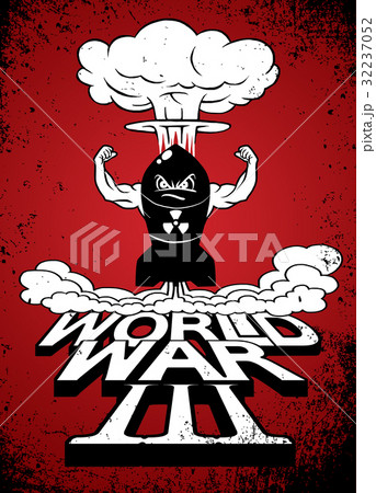 Cartoon atomic bomb and atomic mushroom cloud 32237052