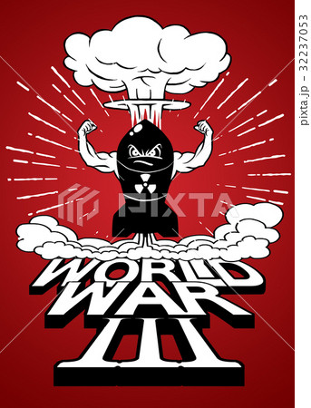 Cartoon atomic bomb and atomic mushroom cloud Cartoon atomic bomb and atomic mushroom cloud 32237053