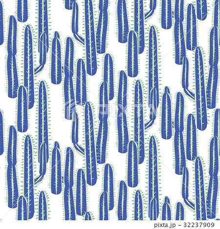 Cactus long blue plant vector seamless pattern Cactus long blue plant vector seamless pattern 32237909