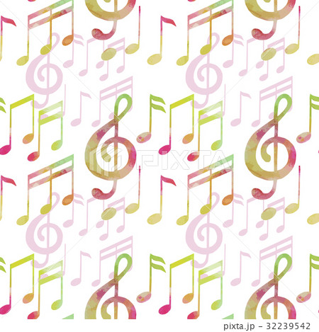 Watercolor musical notes pattern 32239542