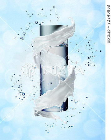 Cream bottle mock up in water splash on blue Cream bottle mock up in water splash on blue 32240863