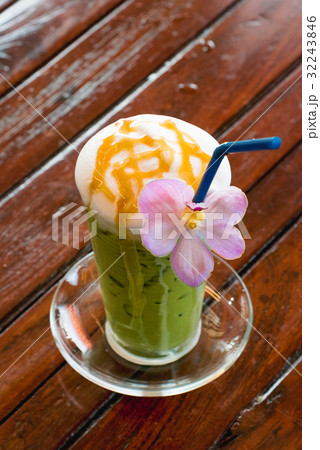 green tea frappe with caramel green tea frappe with caramel 32243846