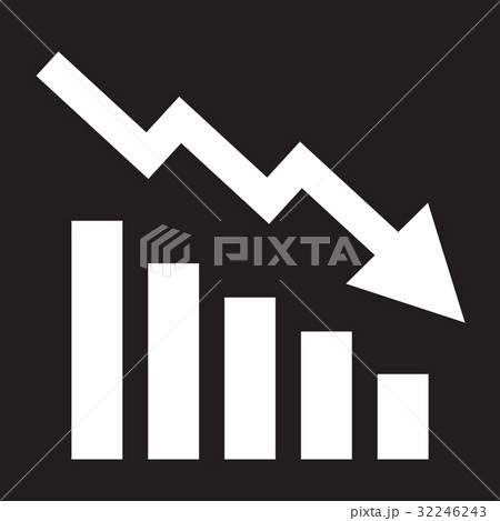 Declining bars graphic icon with declining arrow 32246243