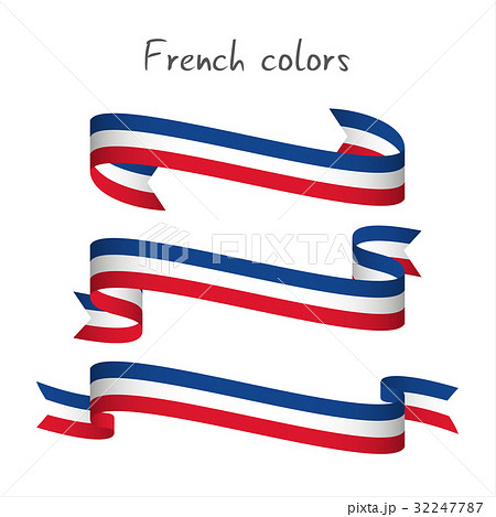 Set Of Three Ribbons With The French Tricolorのイラスト素材