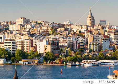 View of Galata district at sunset in Istanbul 32248695