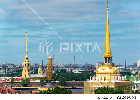 Gilded spiers of St. Petersburg, Russia 32249001