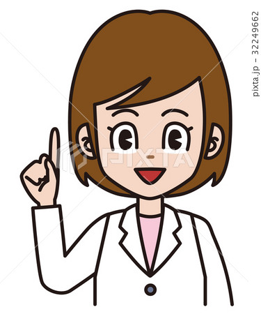 指を立てポイント説明する白衣の女性のイラスト素材